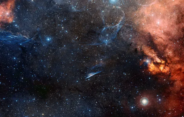 Звезды, туманность, созвездие Парусов, Карандаш, Pencil Nebula, NGC 2736
