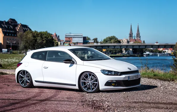 Car, Volkswagen, White, Scirocco