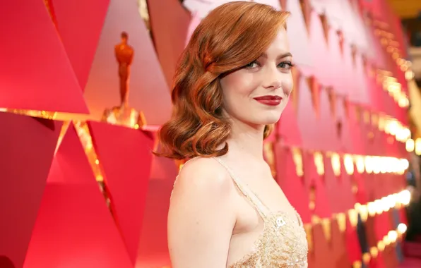 Взгляд, макияж, актриса, hair, Emma Stone, Эмма Стоун