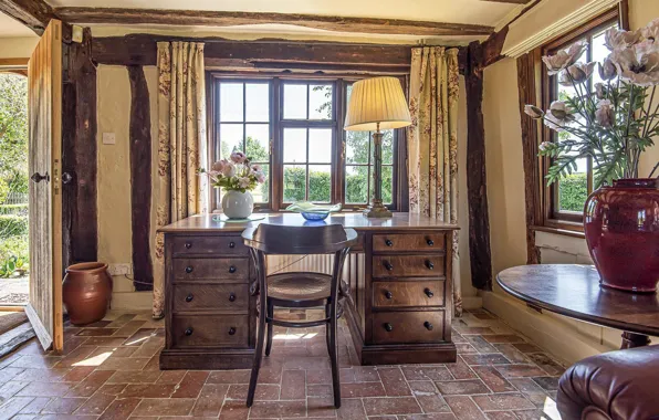 Стиль, комната, Англия, интерьер, кабинет, Cotswold, the Barnhouse
