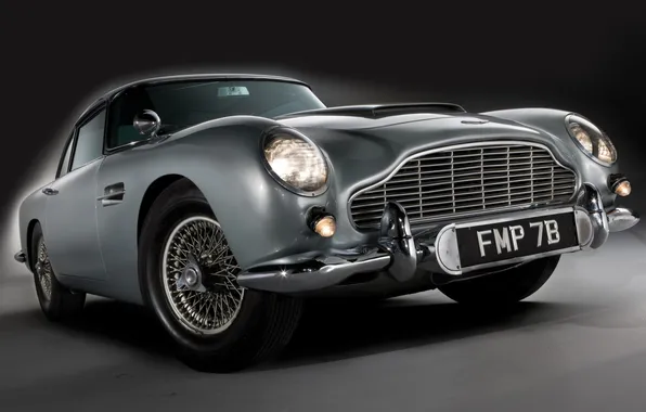 Aston Martin, купе, полумрак, классика, Джеймс Бонд, передок, Астон Мартин, 1964