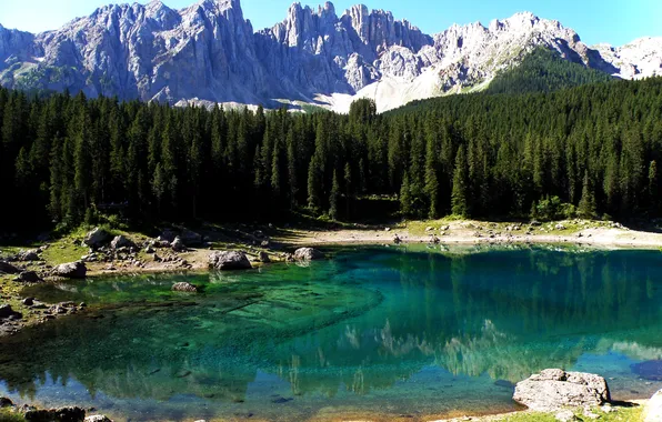 Горы, Италия, Italy, Озеро Карецца, Carezza Lake