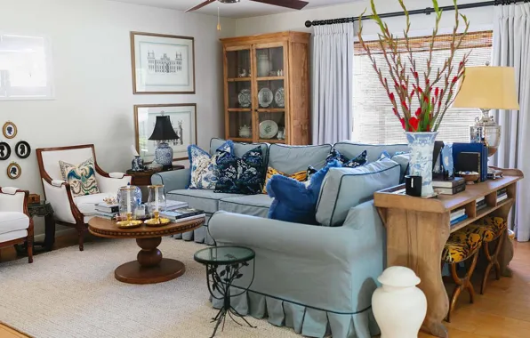 Цветы, дизайн, стиль, интерьер, кресла, софа, гостиная, Living room