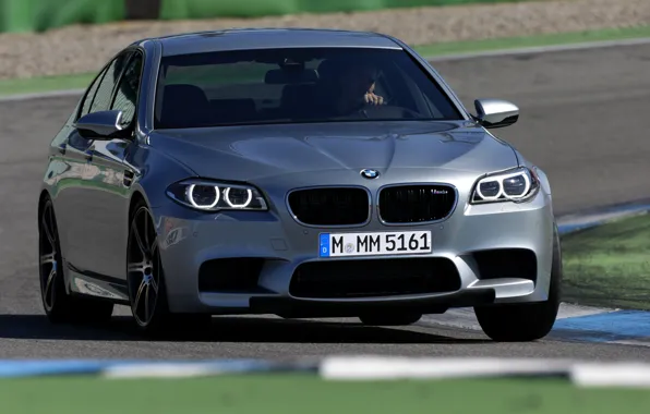 Картинка серый, трасса, BMW, седан, F10, 2013, M5, M5 Competition