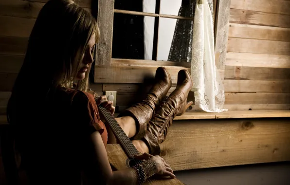 Девушка, гитара, сапожки, Country Girl