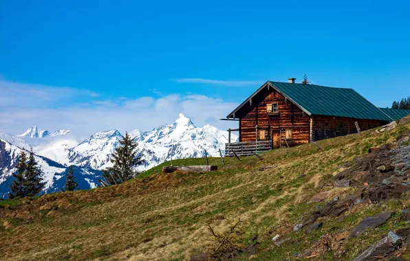Картинка горы, Австрия, домик