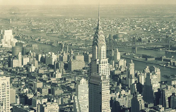 Небо, город, здания, небоскребы, панорама, нью-йорк, new york, nyc