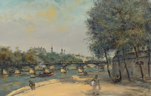 Картина, городской пейзаж, Jean-Francois Raffaelli, Жан-Франсуа Рафаэлли, Французский Институт и Мост Искусств