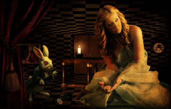 Картинка часы, кролик, Алиса в стране чудес