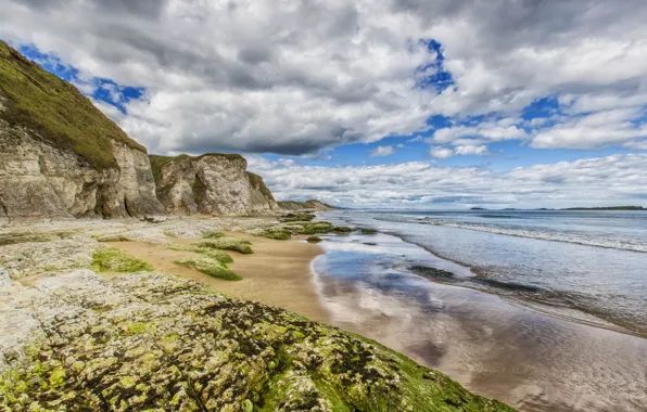 Картинка море, облака, скалы, берег, Ирландия, Ireland