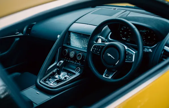 Картинка Jaguar, F-Type, car interior, Jaguar F-Type R Coupe