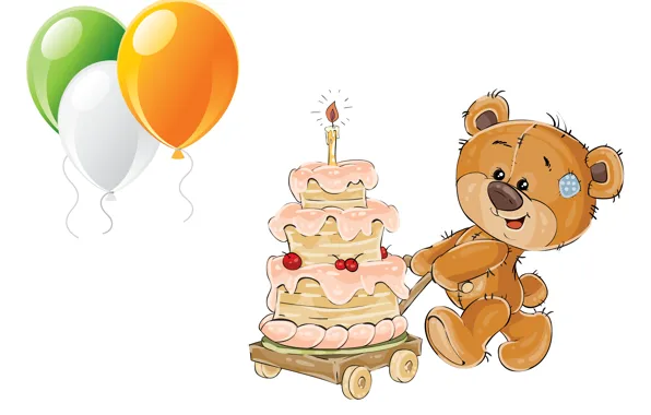 Картинка шарики, день рождения, праздник, подарок, арт, торт, детская