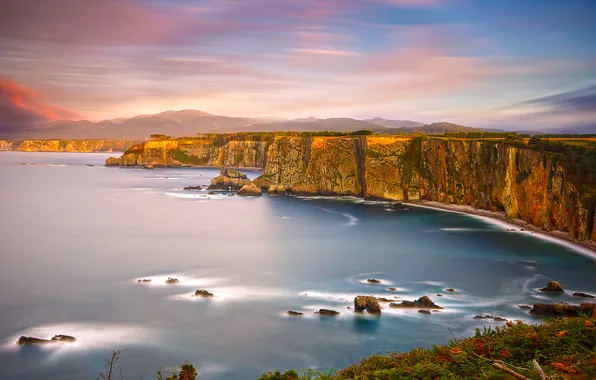 Море, небо, горы, камни, обрыв, скалы