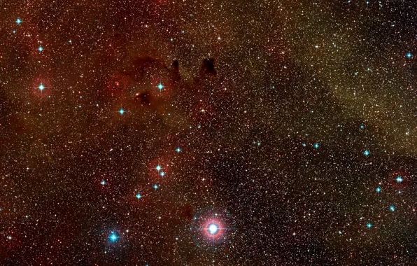 Nebula, Constellation Vela, Digitized Sky Survey 2, Wide-field view, Dust clouds, HH 47, Herbig-Haro, HH …