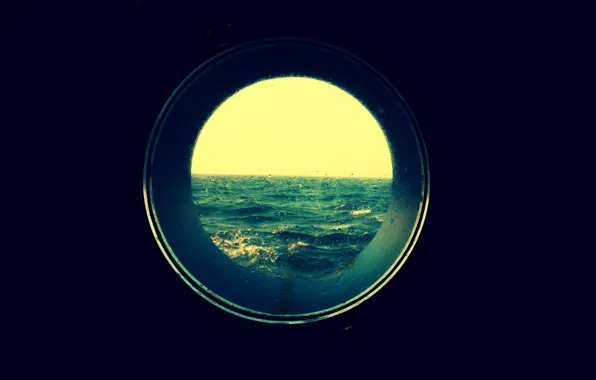 Картинка море, дождь, лодка, окна, горизонт, море взволнованное