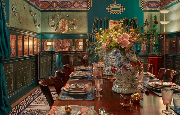 Дизайн, стиль, комната, интерьер, столовая, банкетный зал, Dining Room, The Rug Company