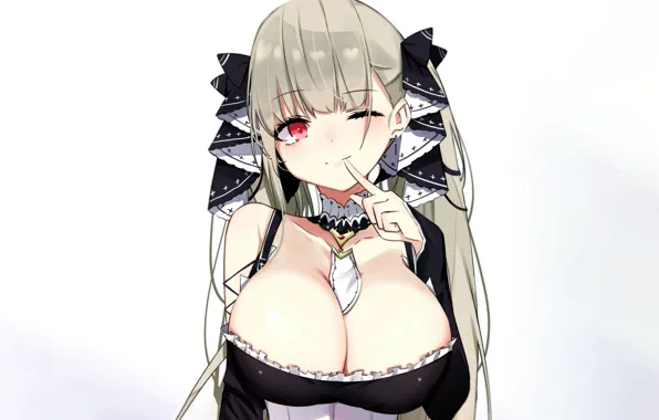 Girl, sexy, cleavage, blouse, long hair, boobs, anime, beautiful