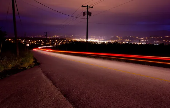 Картинка дорога, ночь, город