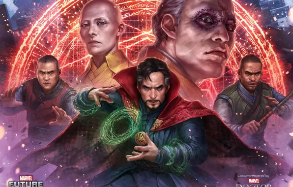 Wong, Kaecilius, Dr. Strange, Marvel future fight, Ancient one, Baron mordo