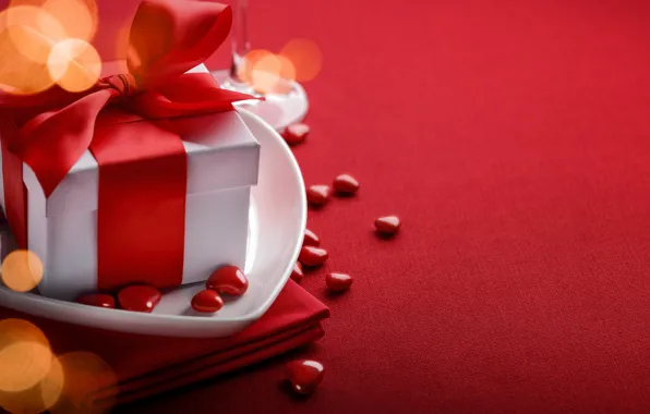 Картинка red, love, background, romantic, hearts, bokeh, valentine's day, gift