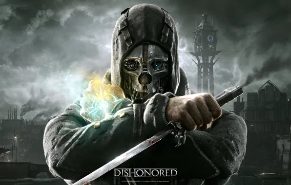 Картинка маска, кинжал, Dishonored, Bethesda, телохранитель, Корво