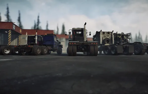HDR, Clouds, Game, Trucks, Garage, Michigan, UHD, Xbox One X