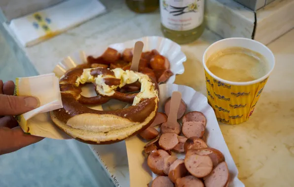 German, Germany, Coffee, Sausage, German Food, Anastasia Nelen, Kaffee, Brezel