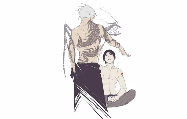 Дракон, рисунок, тату, Наруто, Naruto, кисть, Hatake Kakashi, Какаши Хатаке