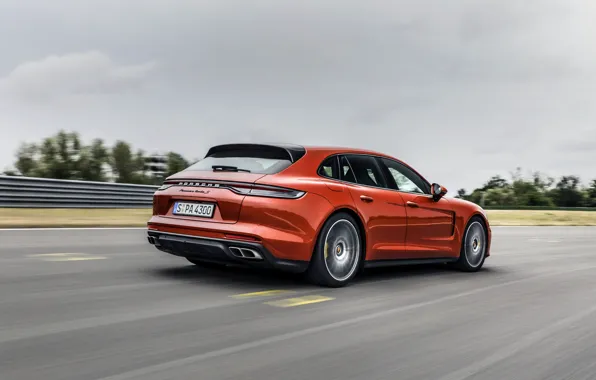 Porsche, Panamera, универсал, на трассе, 2021, Panamera Turbo S Sport Turismo