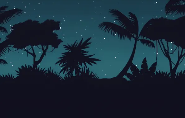 Картинка Ночь, Фон, Джунгли, Jungle, Night, Background