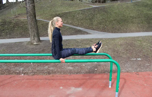 Blonde, gymnastics, Street workout