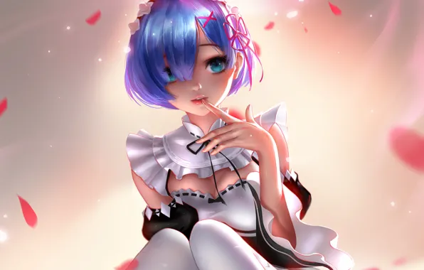 Девушка, арт, С нуля, Рем, Re: Zero Kara Hajimeru Isekai Seikatsu