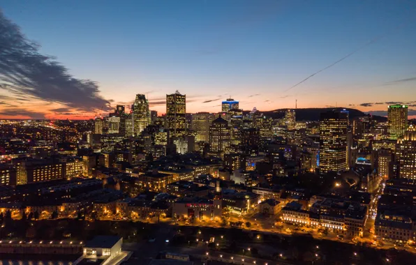 City, Sky, Bridge, Evening, City Lights, Sun Goes Down, Samuel Charron