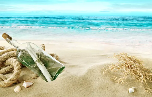 Картинка песок, море, пляж, берег, ракушки, beach, sea, sand
