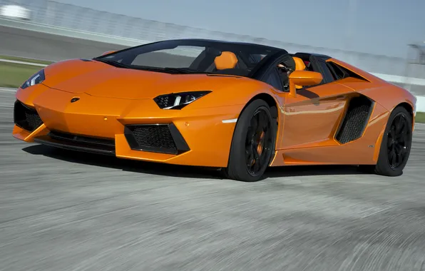 Картинка суперкар, roadster, orange, LP700-4, Lamborghini Aventador