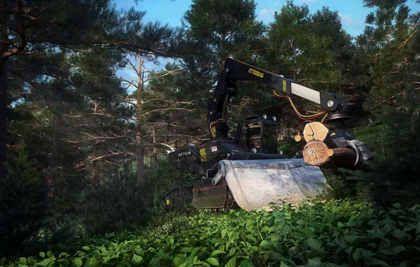 Лес, трактор, вырубка, Forest Vehicle
