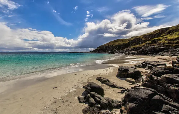 Картинка небо, облака, побережье, Шотландия, Scotland, Aird of Sleat