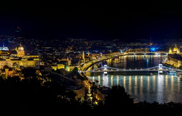 Ночь, night, Венгрия, Hungary, Будапешт, Budapest