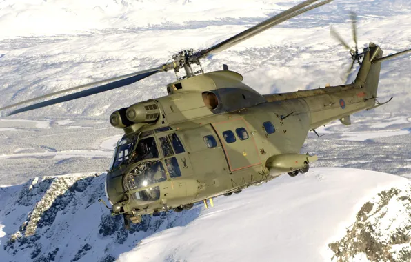 Fighter, snow, helicopter, Super Puma, montain, European Air Force, Eurocopter EC225