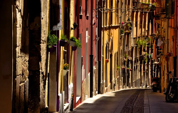 Город, улица, дома, Italy, Cagliari