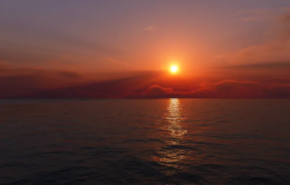 Sea, nature, sunset