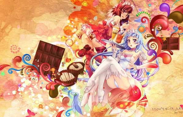 Секси, девушки, шоколад, униформа, kannagi, Nagi, хранительница, Наги