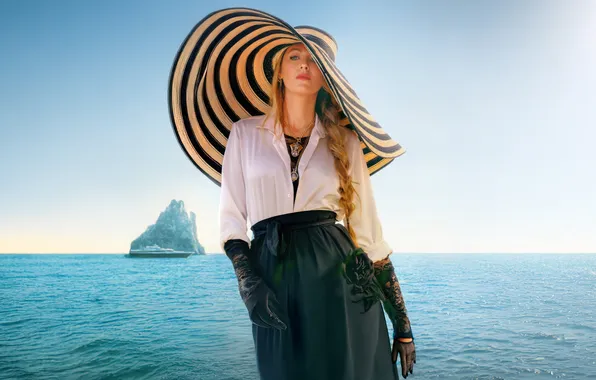 Море, шляпа, фигура, Blake Lively, Блейк Лайвли, Another Simple Favor, Ещё одна простая просьба, Эмили …