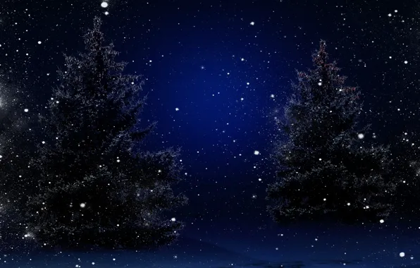 Картинка зима, снег, деревья, природа, елка, Новый год, Nature, trees