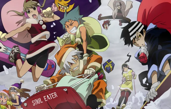 Зима, снег, спуск, склон, Soul Eater
