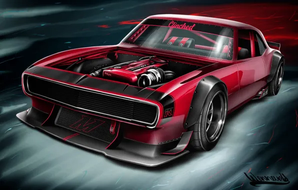 Авто, Рисунок, Chevrolet, Машина, Camaro, Арт, Chevrolet Camaro, 1968