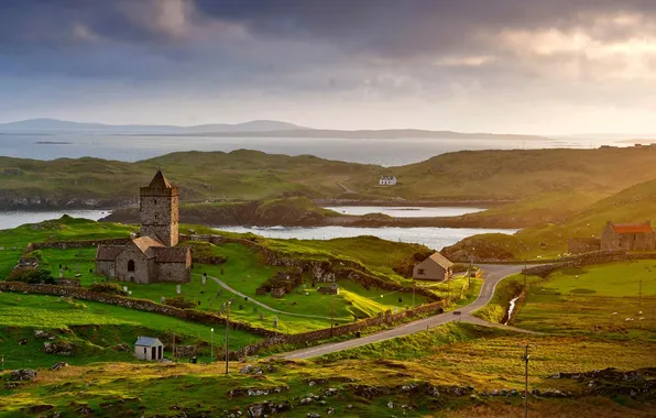 Картинка природа, Шотландия, остров Гаррис, Родел, древняя церковь