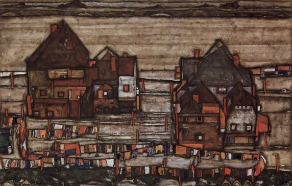 Картинка Городской пейзаж, Экспрессионизм, Egon Schiele
