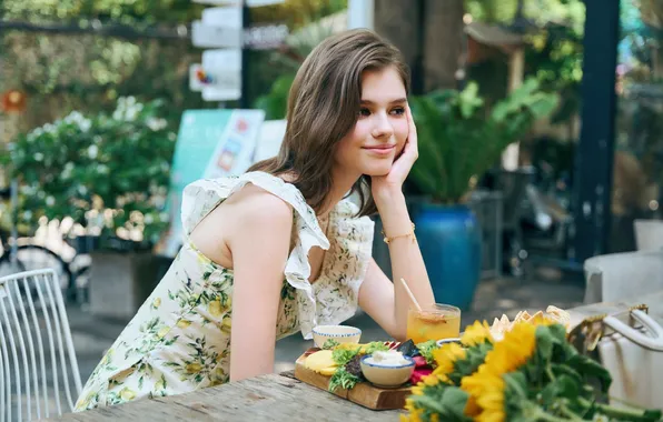Girl, long hair, dress, smile, beautiful, model, sweet, adorable