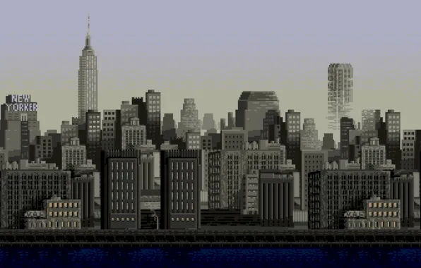 Картинка Город, Здания, Нью Йорк, New York, New York City, Retro, 8бит, Нью - Йорк